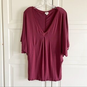 Aritzia Wilfred |  Batwing Oversized Shirt Burgundy Size Small